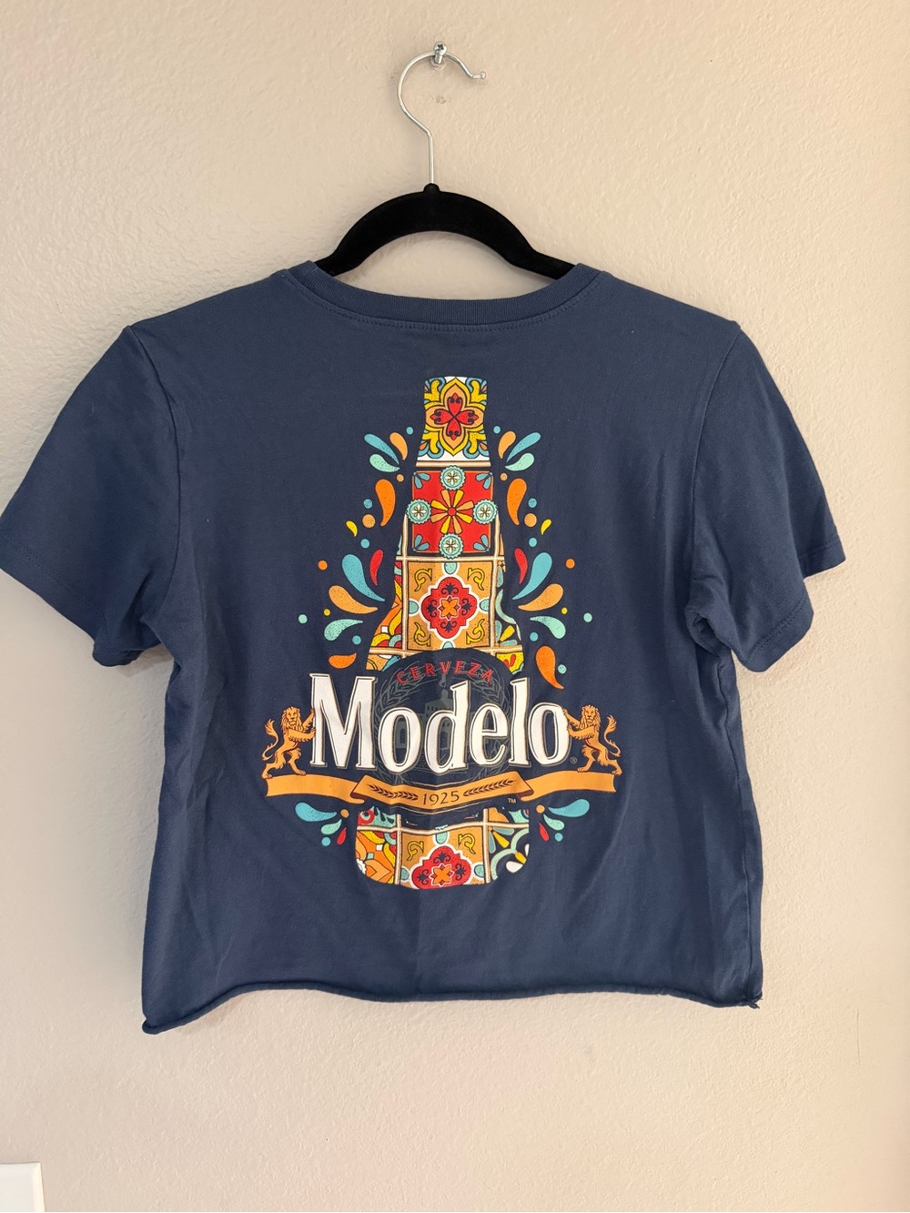 Modelo - Beer - Cerveza - Crop Shirt Tee Tshirt - Medium - Blue